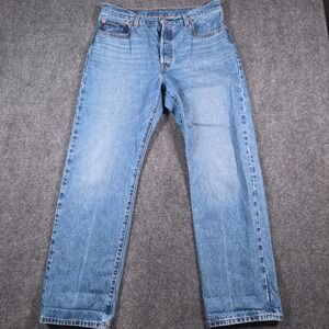 Levis 501 90s Jeans Womens 32x32 Blue Whiskered Faded Button Fly Straight